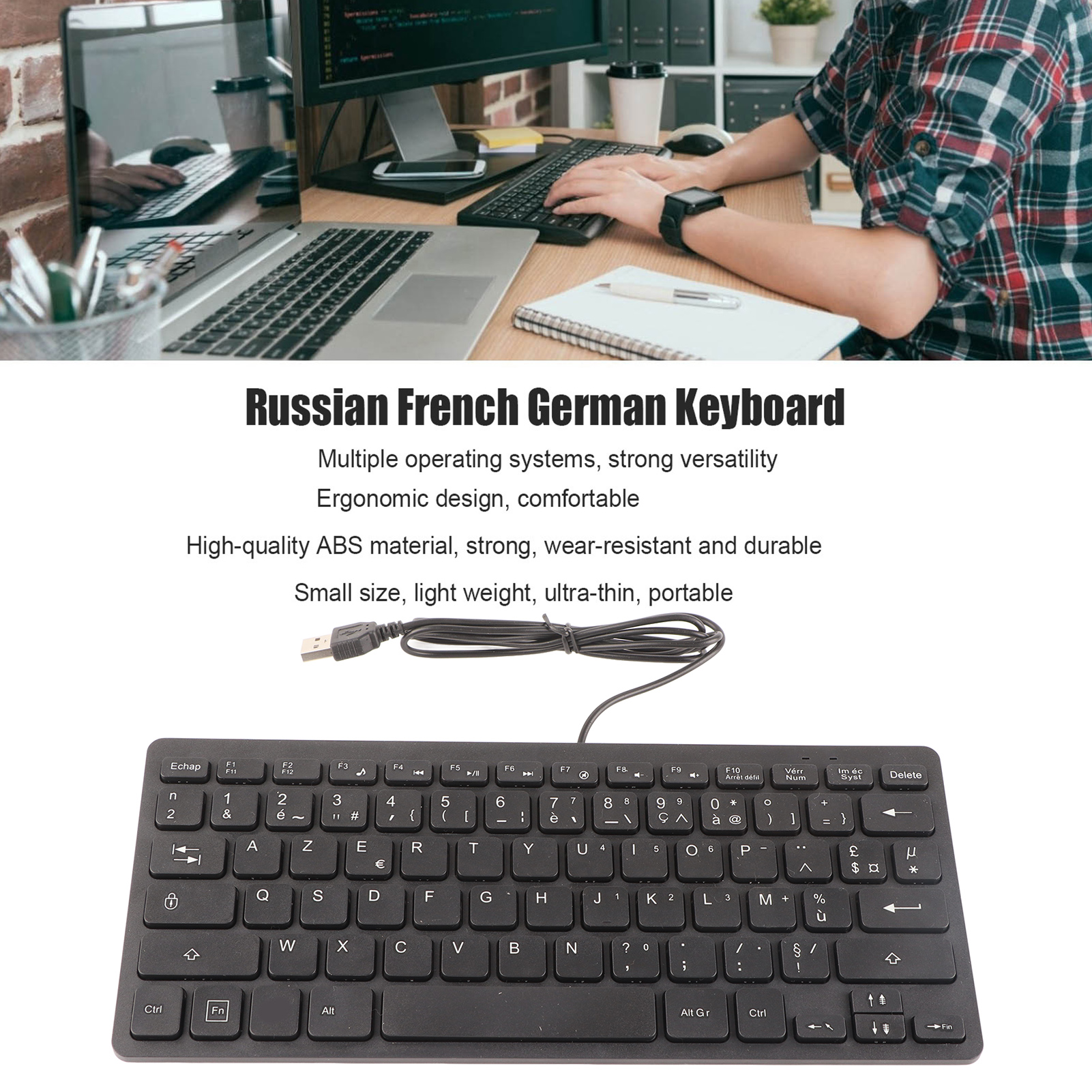 Ergonomic mạnh mẽ siêu mỏng 78 phím Bàn phím cơ PC máy tính xách tay màu đen (Nga)