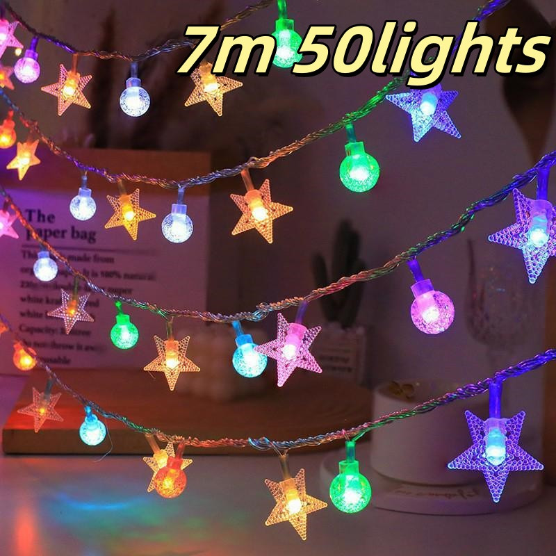 Kangle สตริงไฟคริสต์มาส 5m/7m/12m แสงอบอุ่น/แสงสี โคมไฟกลางแจ้ง Solar Light แบตเตอรี่ขับเคลื่อนคริสต์มาส ไฟ LED ตกแต่งคริสต์มาสสำหรับสวน ตกแต่งปีใหม่