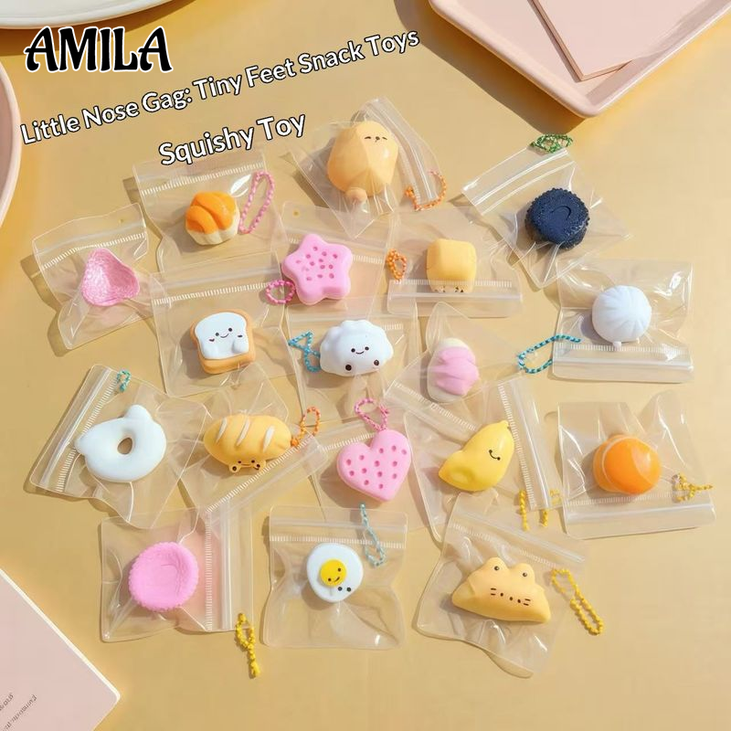 AMILA Cute Food Simulation Squishy Toy Mini Burger Bread Stress Relief Fidget Playset for Kids and Adults ราคา 18 บาท*ส่งฟรี
