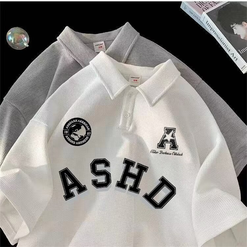 ASRV áo thun polo áo polo nam áo thun có cổ áo có cổ Áo polo ngắn tay thường ngày dáng rộng kiểu Mỹ 