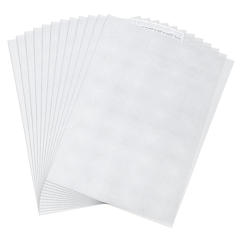 (GVSR) 12Pcs 14 Count Plastic Mesh Canvas Sheets, 11x8.2 Inch White Needlepoint Craft Canvas Plastic Grid Sheet