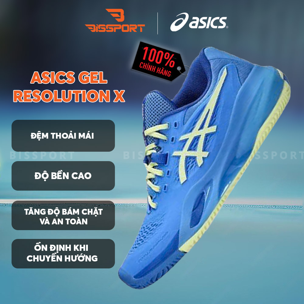 Giày Tennis/Pickleball Asics Gel Resolution X Chính Hãng - Xanh Vàng - Ổn Định - Thoáng Khí - Nhẹ Giảm Chấn - Bền Bỉ