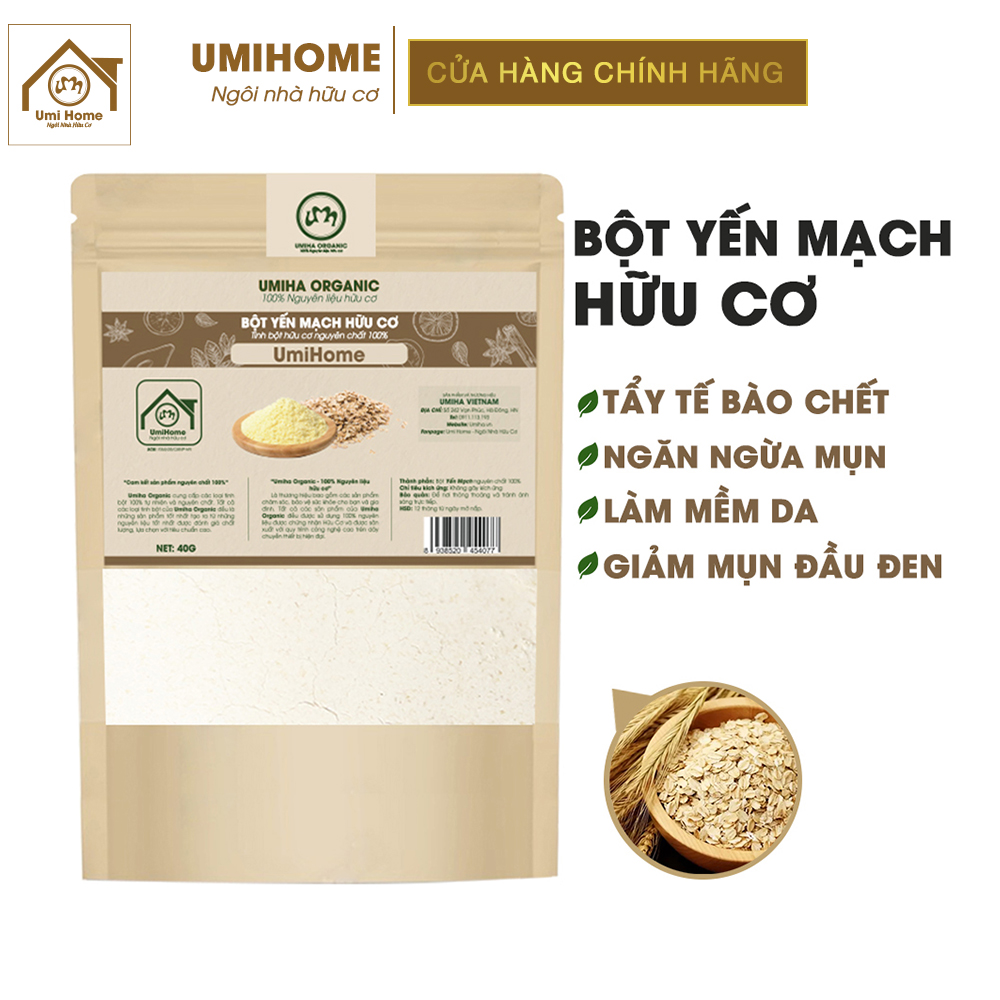 Bột Yến Mạch hữu cơ UMIHOME nguyên chất 40g Oatmeal 100% Organic