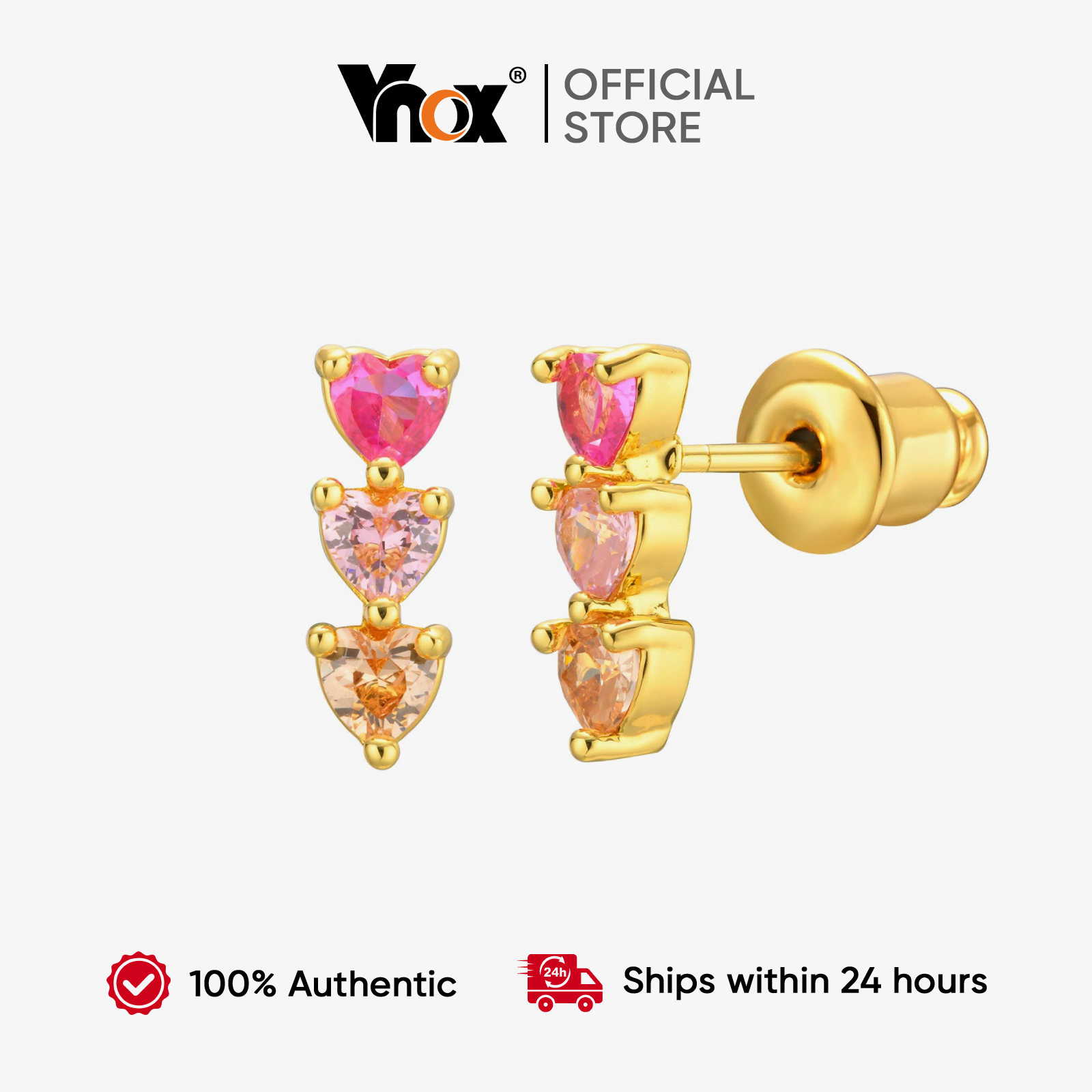 Vnox Gradient Heart Gemstone Earrings, Romantic Gold-Plated Jewelry for Women, Perfect Anniversary Gifts ราคา 85 บาท*ส่งฟรี