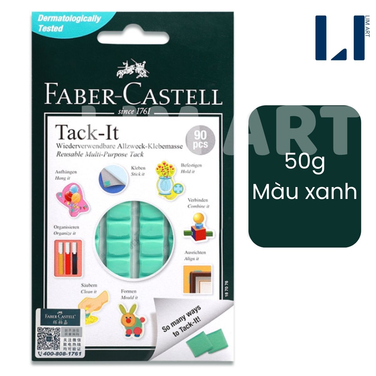 Keo Dán Đa Năng Faber-Castell Tack-It- Miếng Dán Không Dấu Tái Sử Dụng- Treo Cố Định Đồ Vật Trang Trí Tường LIM ART