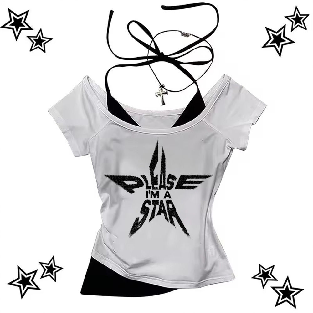 New store opening90s Street Outfits Y2k crop top babydoll corset Grunge summer gyaru coquette Slim Fit Cute gothic teens tees2025 COD - 4