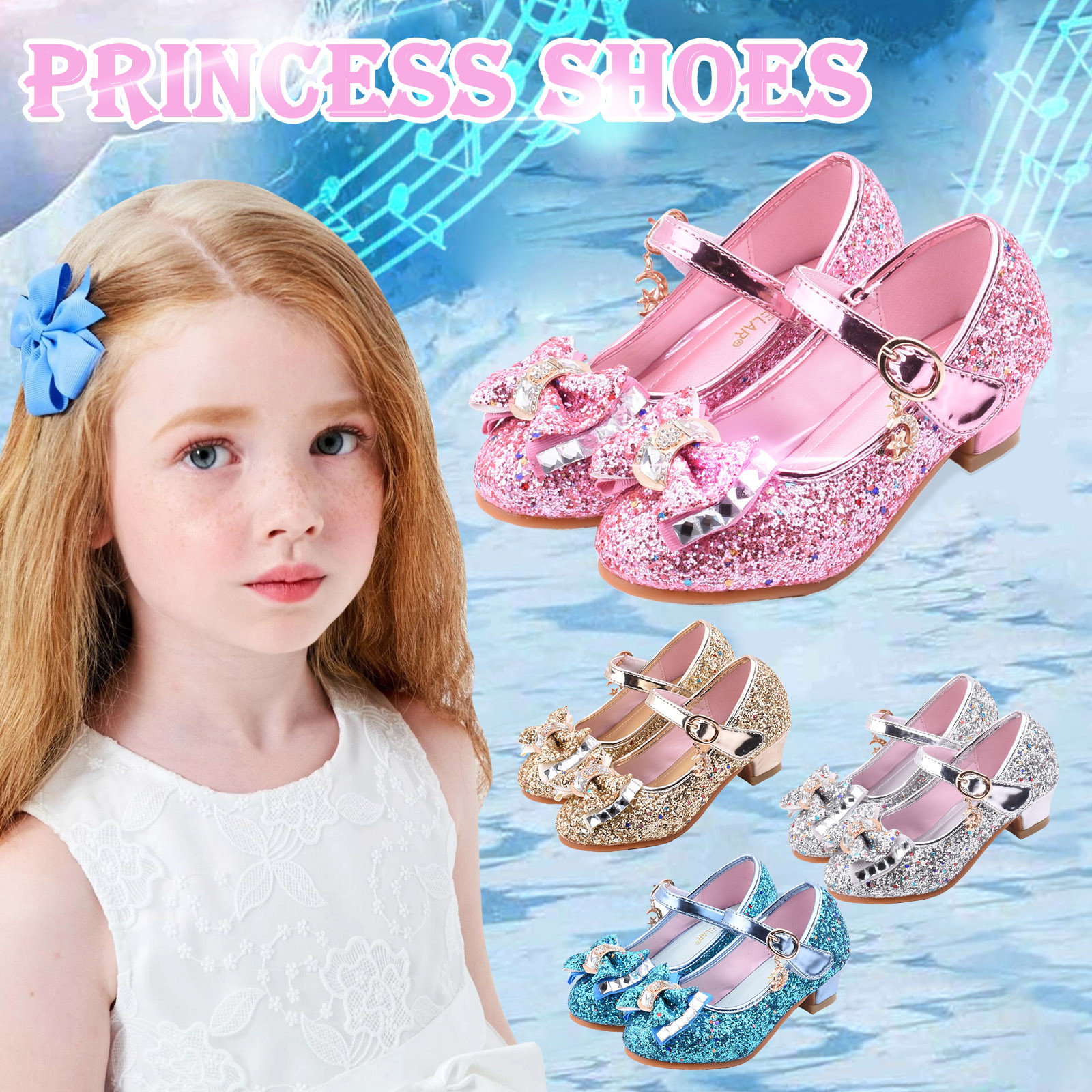 Princess Shoes Sandals Bling Infant Baby Bowknot Crystal Single Girls