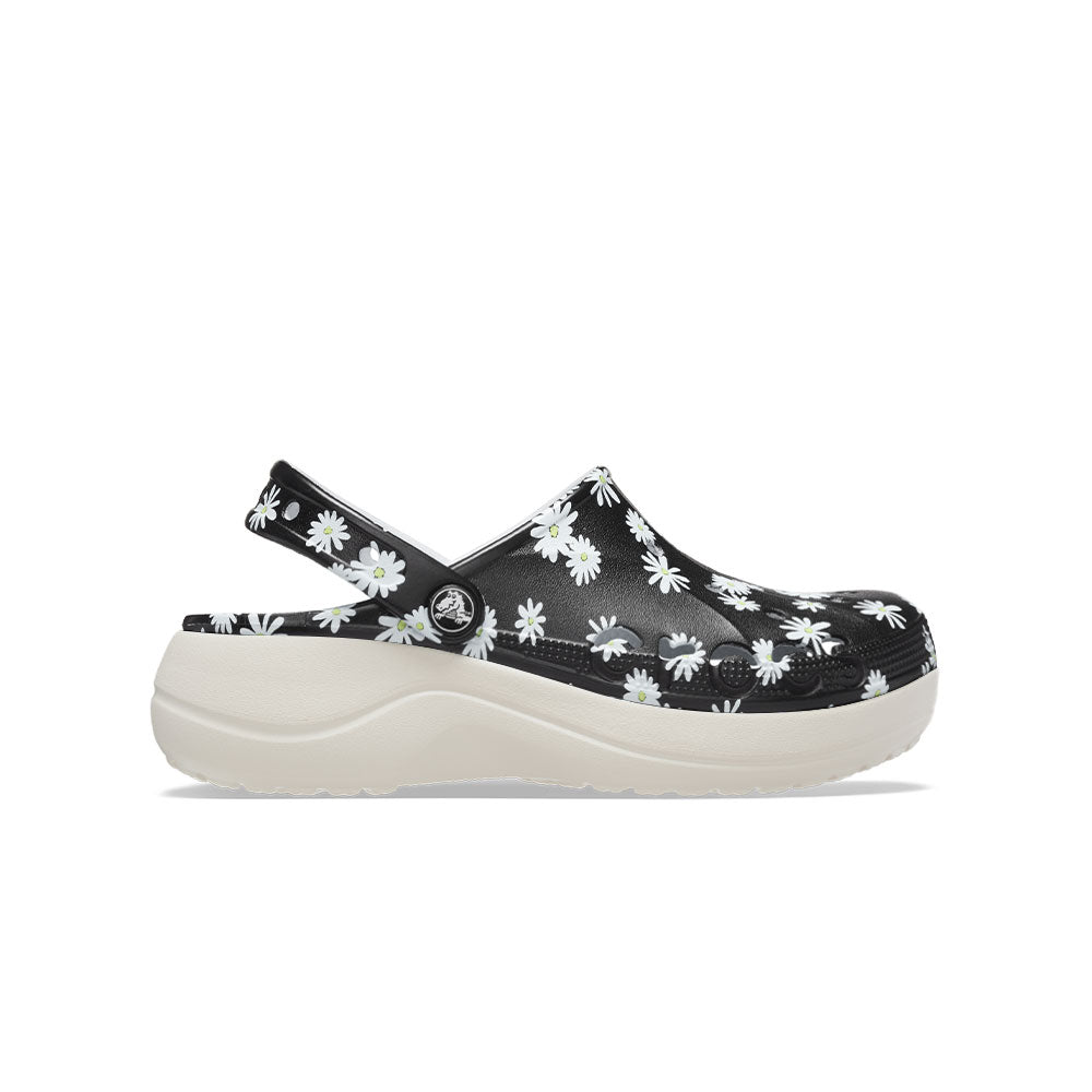 Giày Clog Nữ Crocs Baya Platform Printed Clog - Black Daisy