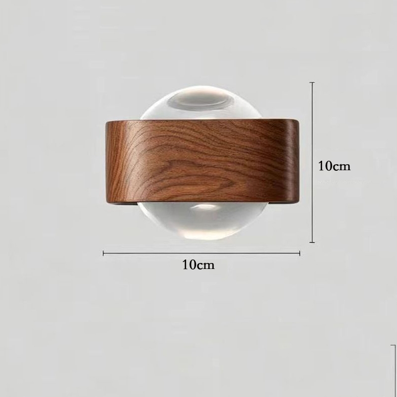 Japanese Square Iron Wall Light Wabi Sabi Light Vintage Walnut Wood Color Wall Lamp Suitable For Bedroom Bedside/Living Room/Hallway