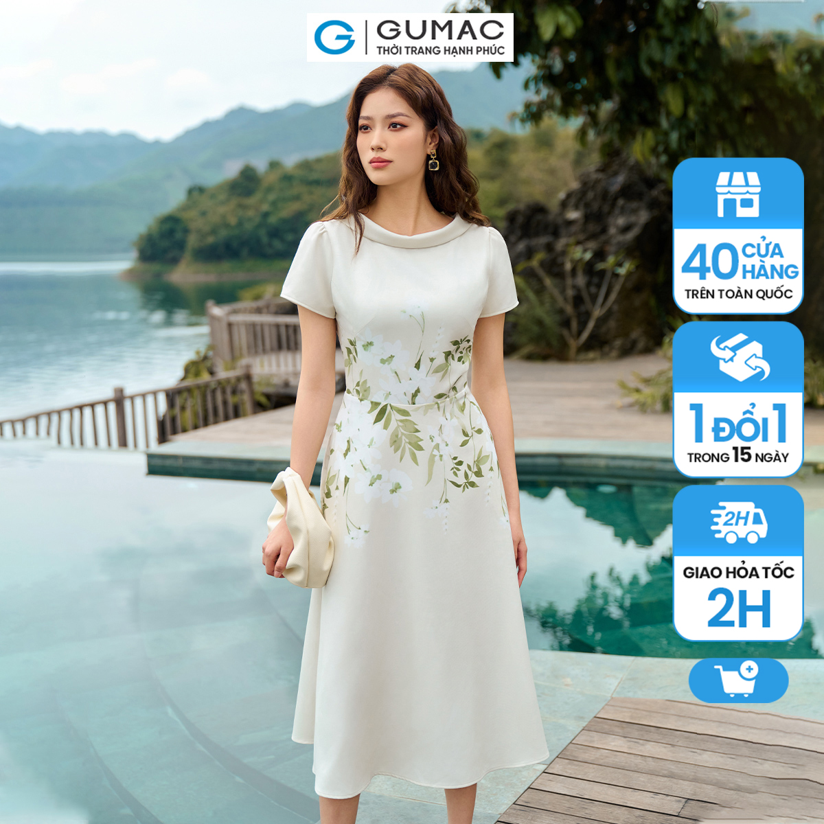 Đầm a cổ cách điệu thời trang gumac de04042