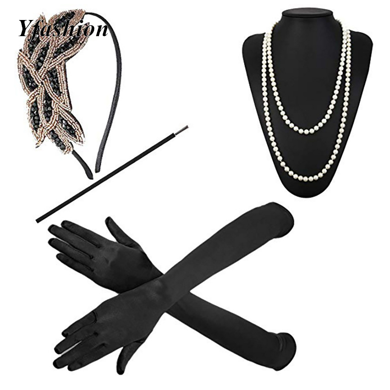 Yfashion Official Store IN stock 4pcs 1920s Flapper Accessories Set Retro