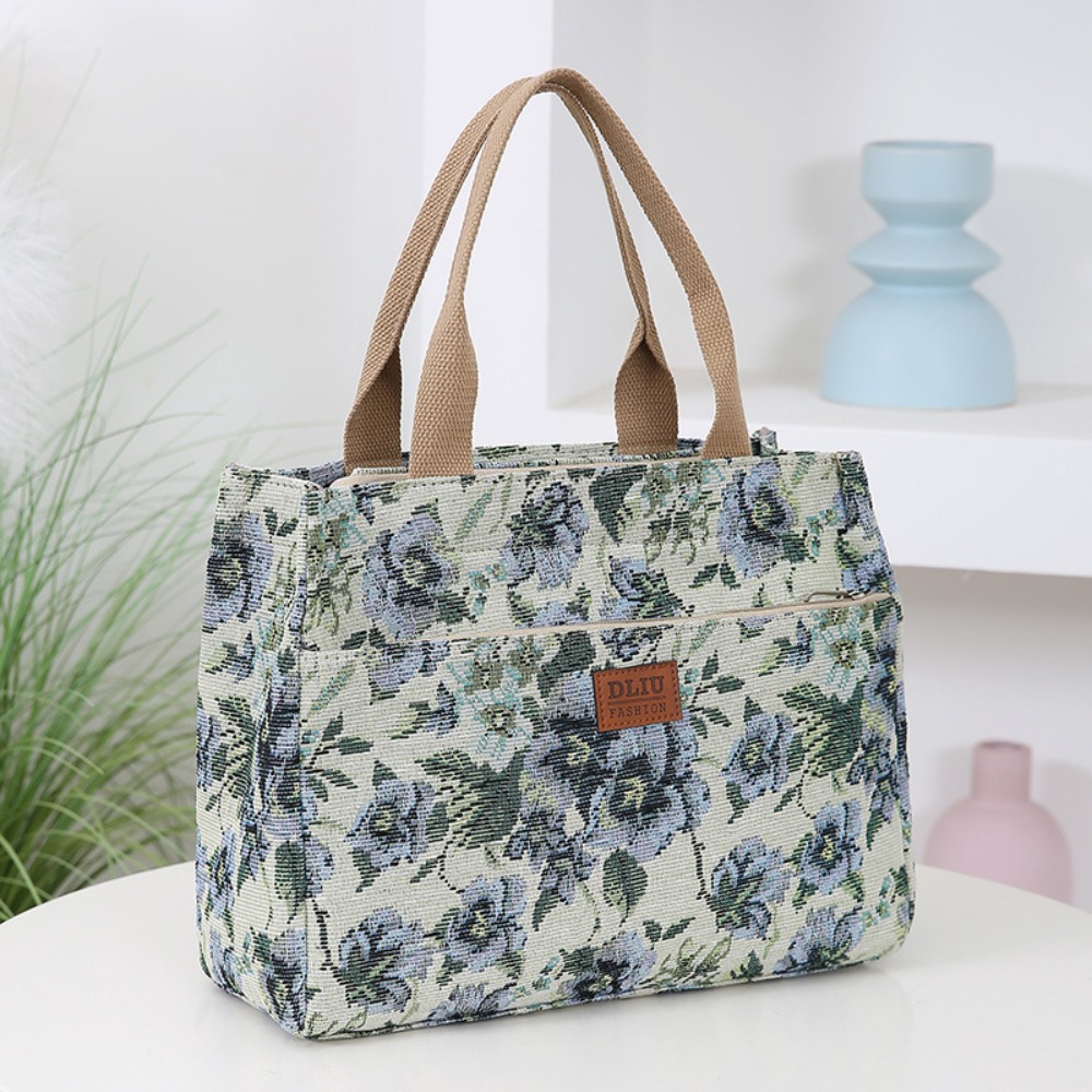 HUISHU Vải bố Túi tote nữ Dày In hoa Túi xách dệt hoa Thường ngày Sức chứa lớn Túi đựng đồ ăn trưa - 3