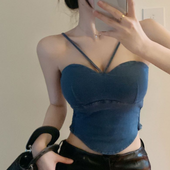 Confident Girl Áo Ba Lỗ Hai Dây Đeo Cổ Gợi Cảm Hot Girl Áo Không Tay Mặc Trong Phối Bên Trong Denim Có Đệm Ngực ỐNg Lót Ngực Mẫu Mới Mùa Hè Cho Nữ