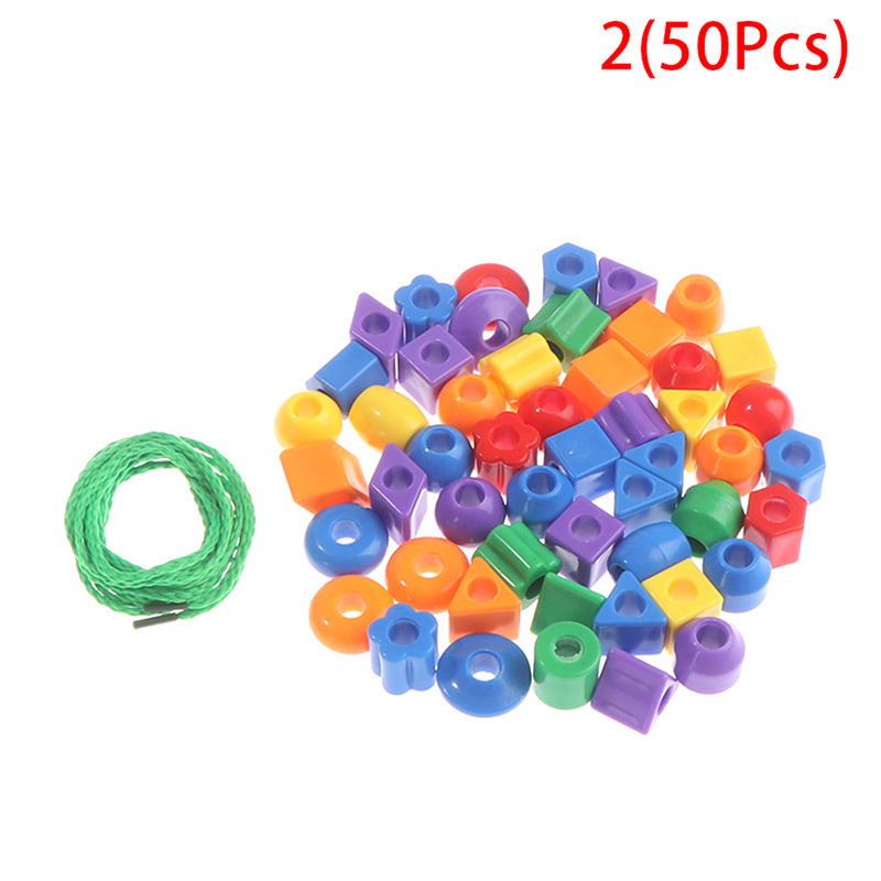 Tifuni 50 món đồ chơi đính hạt trẻ em Hạt Xâu xâu chuỗi hình học đồ chơi giáo dục trò chơi