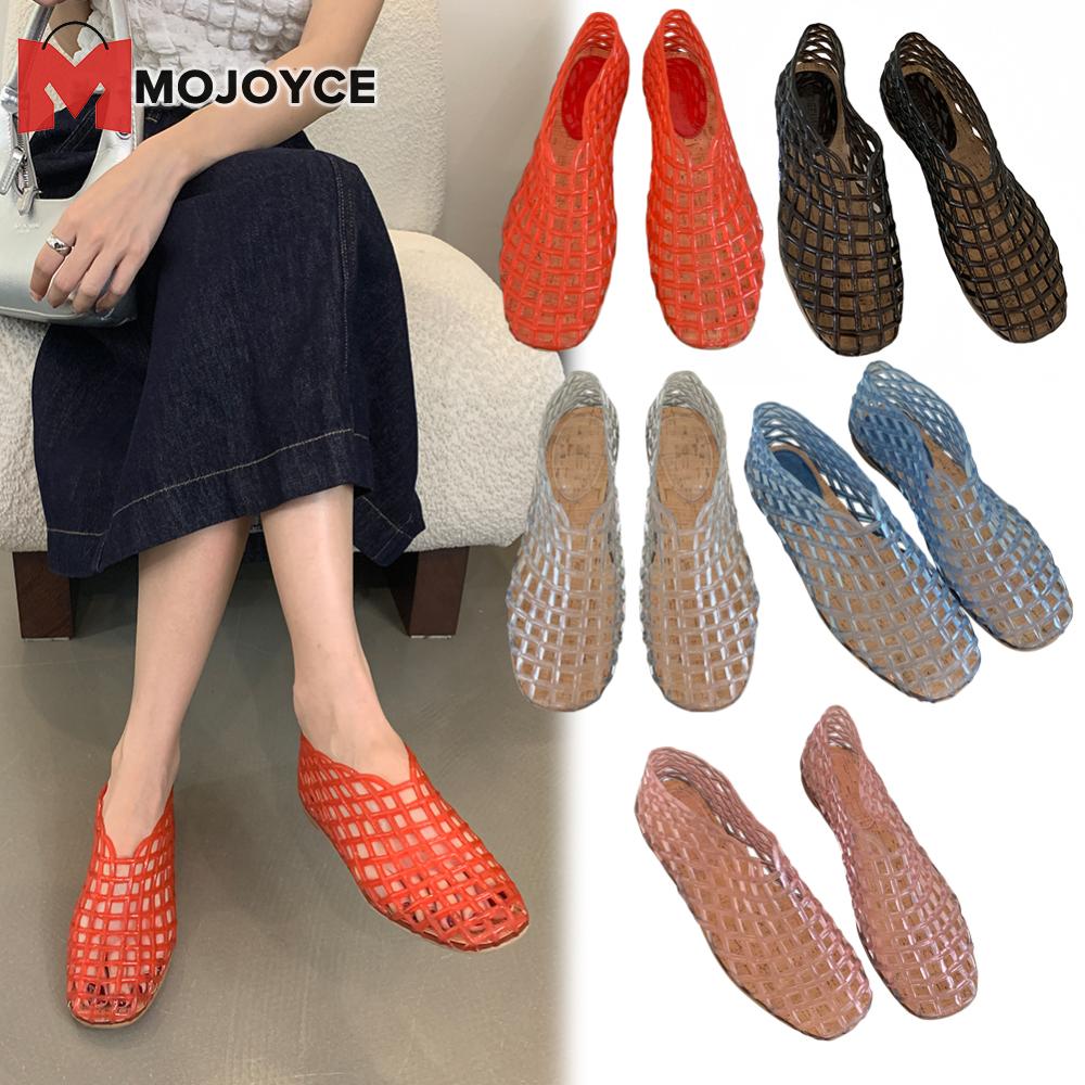 MOJOYCE Women Jelly Flats Comfortable Slip-On Flat Shoes Breathable Square Toe for Travel and Casual Outings ราคา 1,002 บาท*ส่งฟรี