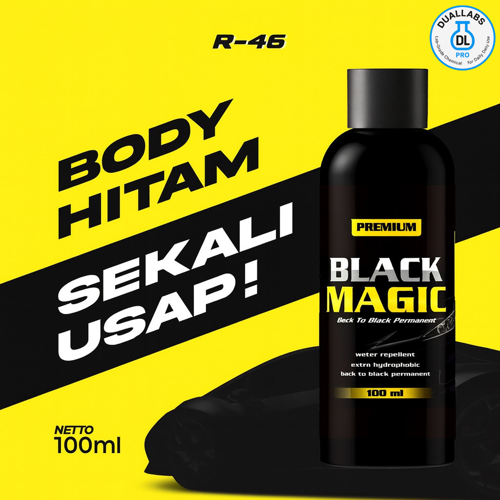 R46 super black magic premium - penghitam body plastik motor, trim restorer & dashboard mobil coating sealant original 100ml permanent formula hydrophobic sparkbor penghilang kusam Harga 34,500 rupiah*Gratis Ongkir