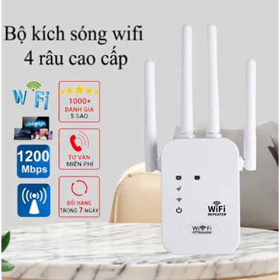 [SALE MẠNH] Wifi 4 Râu Ăng Ten Phát Xuyên Tường Chuẩn N Tốc Độ 300mbps Màu Trắng Bộ Kích Sóng Wifi Thu Phát Mở Rộng Sóng