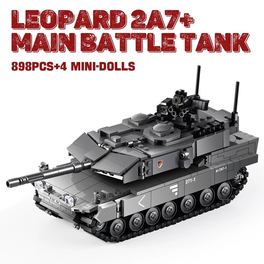 Compatible with LEGO Chiến tranh thế giới thứ hai quân đội Leopard 2A7+2in1 Tiger quân đội xe tăng l