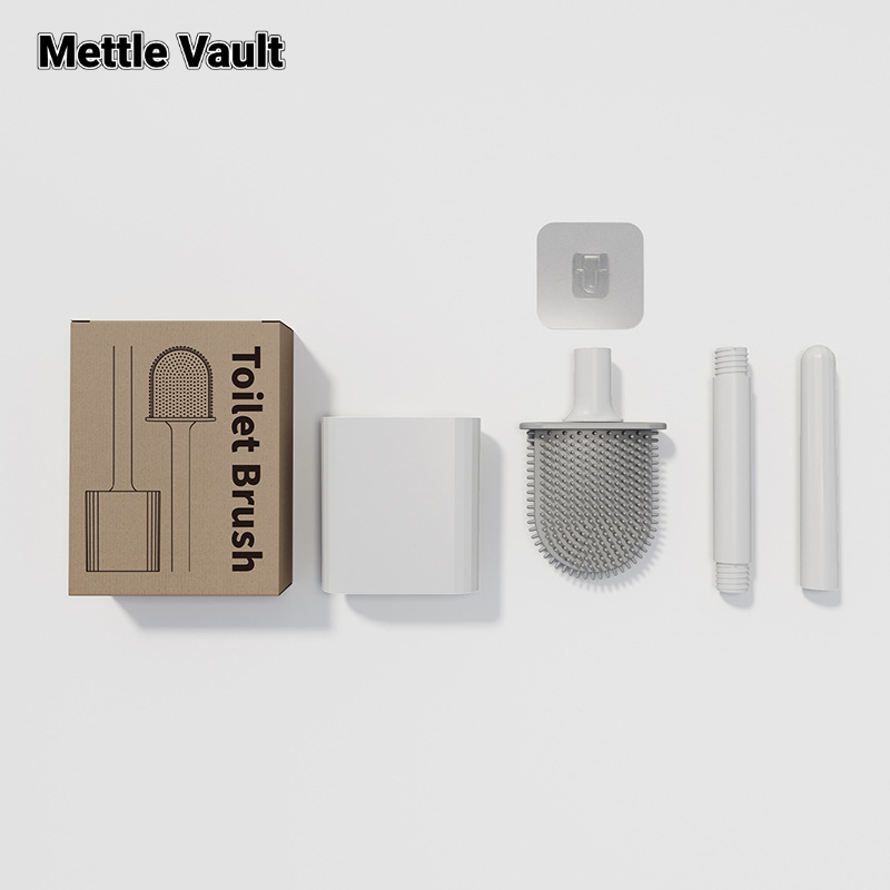 Mettle Vault New Soft Silicone Toilet Brush with Detachable Handle, Wall-Mounted No Drilling, Complete Set with Base for Seamless Cleaning ราคา 66 บาท*ส่งฟรี