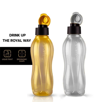 Tupperware Gold/Silver Eco Water Bottle Flip Top Cap 750ml