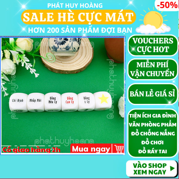 Combo 2 xí ngầu uống bia, hột xí ngầu đồ chơi ăn nhậu, cục xí ngầu uong bia cao cấp, xúc sắc uống bia cho nhóm bạn thân, vien xi ngau uống bia cho cặp đôi, trò chơi xí ngầu hột đại uong bia giá rẻ, Phát Huy Hoàng