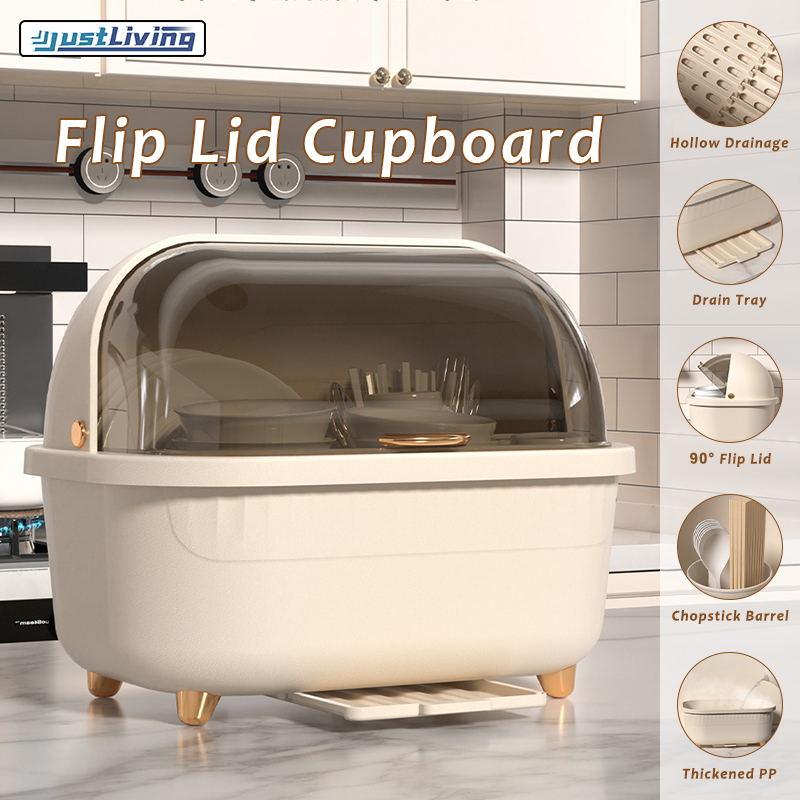 JustLiving 1PC High Capacity Dish Rack Dish Storage Box with Cover Dish Drainer Rack Kitchen Dish Organizer Home Storage Dish Rack Drainer Dish Organiser Transparent Visible Plastic Dish Rack ราคา 629 บาท*ส่งฟรี
