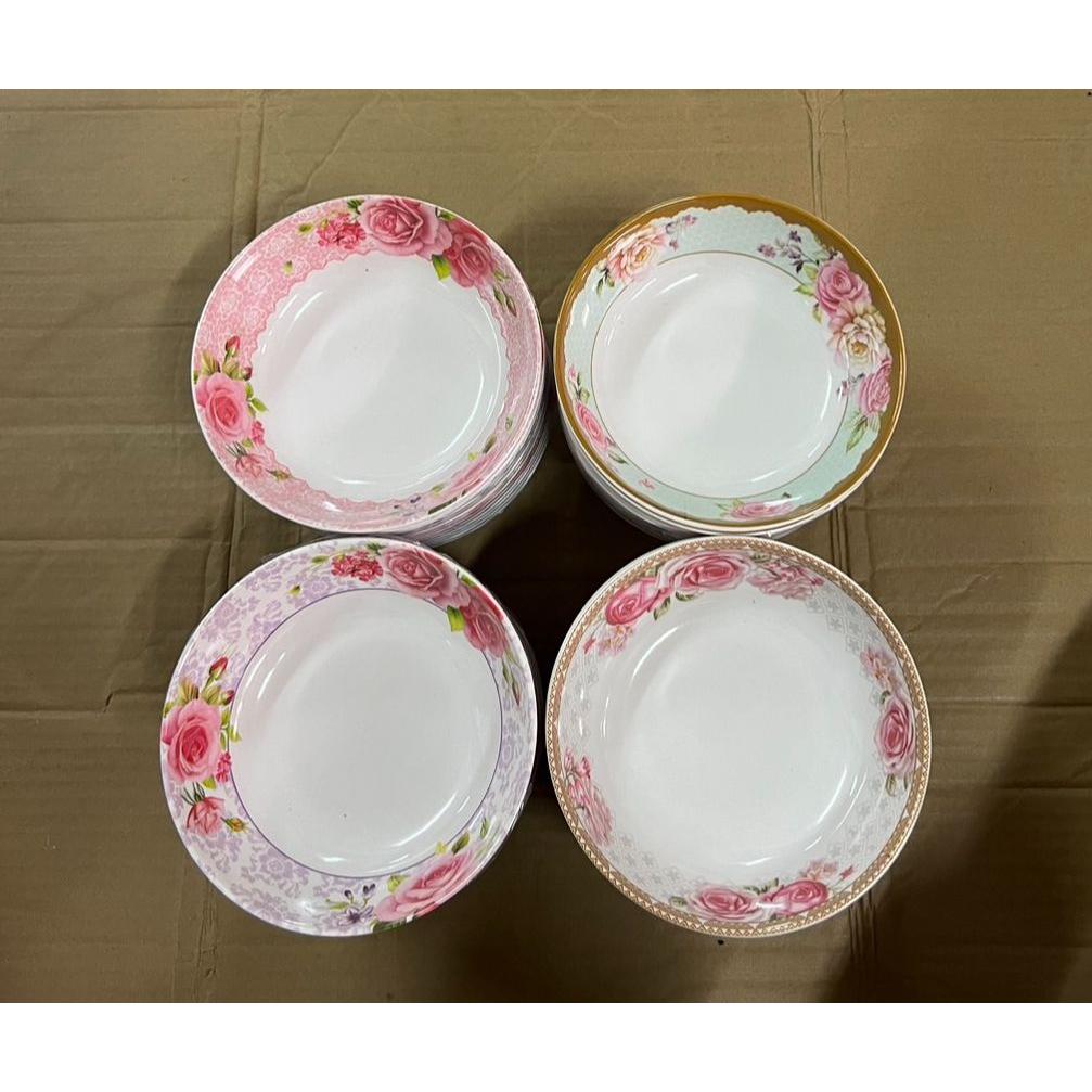 105(แบบบาง 12 ใบ) ชามใบบัวลายดอกไม้ 6 นิ้ว ชามเมลามีน ยกโหล ราคาถูก มี 4 ลาย ราคา 159 บาท*ส่งฟรี