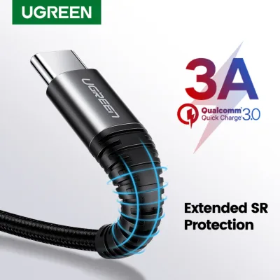 UGREEN 3A USB C Fast Charging Cable for OPPO Reno 2/Samsung S10+/S20+/S9/Note 10 Xiaomi Mi 9 8 Fast Quick Charge Type-C Cable for Type C Charger Cable