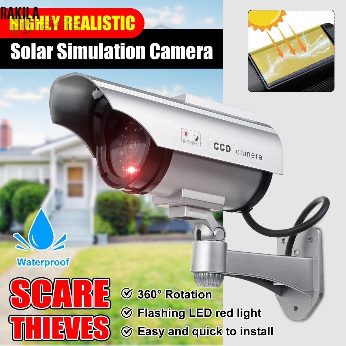 Dxp010 camera năng lượng mặt trời, cctv giả mô phỏng, giả nhân tạo 360 xoay ° không thấm nước với đèn led hồng ngoại đèn nhấp nháy an ninh nhấp nháy tại nhà ngoài trời