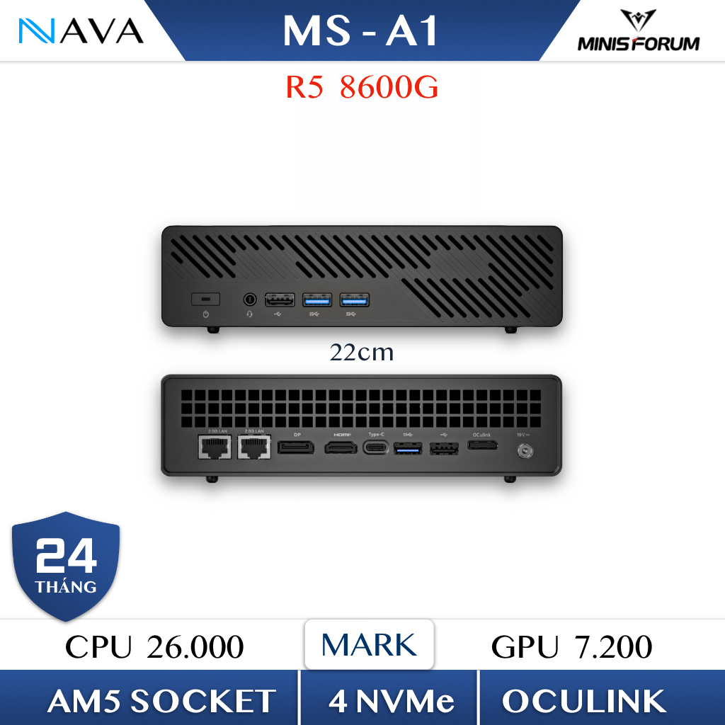 Minisforum Ms - A1 Amd Ryzen 7000 to 9000 Ddr5 Nvme Series Desktop Socket Am5 ⏐ Mini Pc ⏐ Oculink 2.5Gb