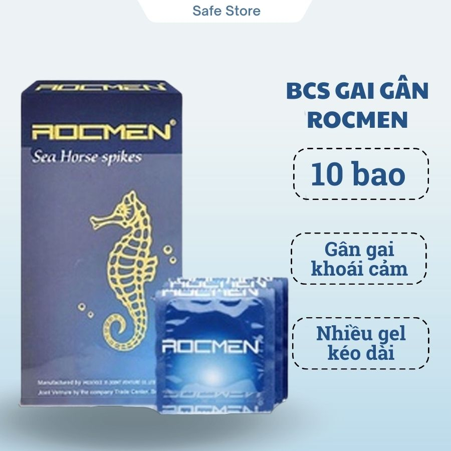 Bao cao su gai ROCMEN XANH vị bạc hà hộp 10 cái, bcs gân gai siêu mỏng kéo dài thời gian quan hệ hộp 10 bao