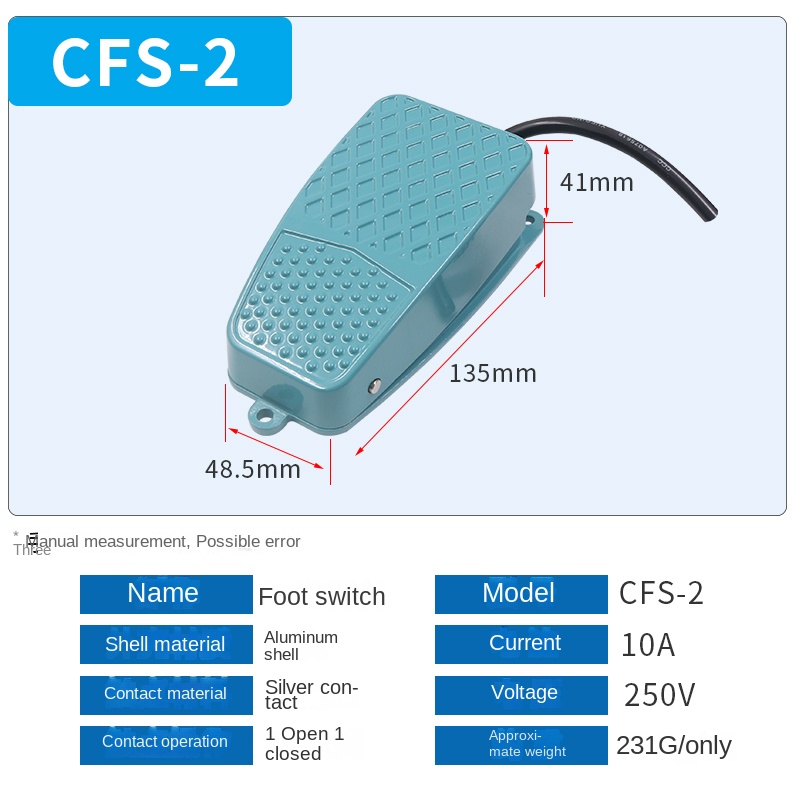 [CFS-1m] Cfs/2-Vỏ Nhôm - 1 Mét | Tùy chọn khác: Công Tắc Bàn Đạp CNDT | CFS/1-Vỏ Sắt, CFS/01-Vỏ Nhựa, CFS/201-Vỏ Nhựa, Cfs/2-Vỏ Nhôm, CFS/101-Vỏ Nhựa 10A | Điều Khiển Máy Dập