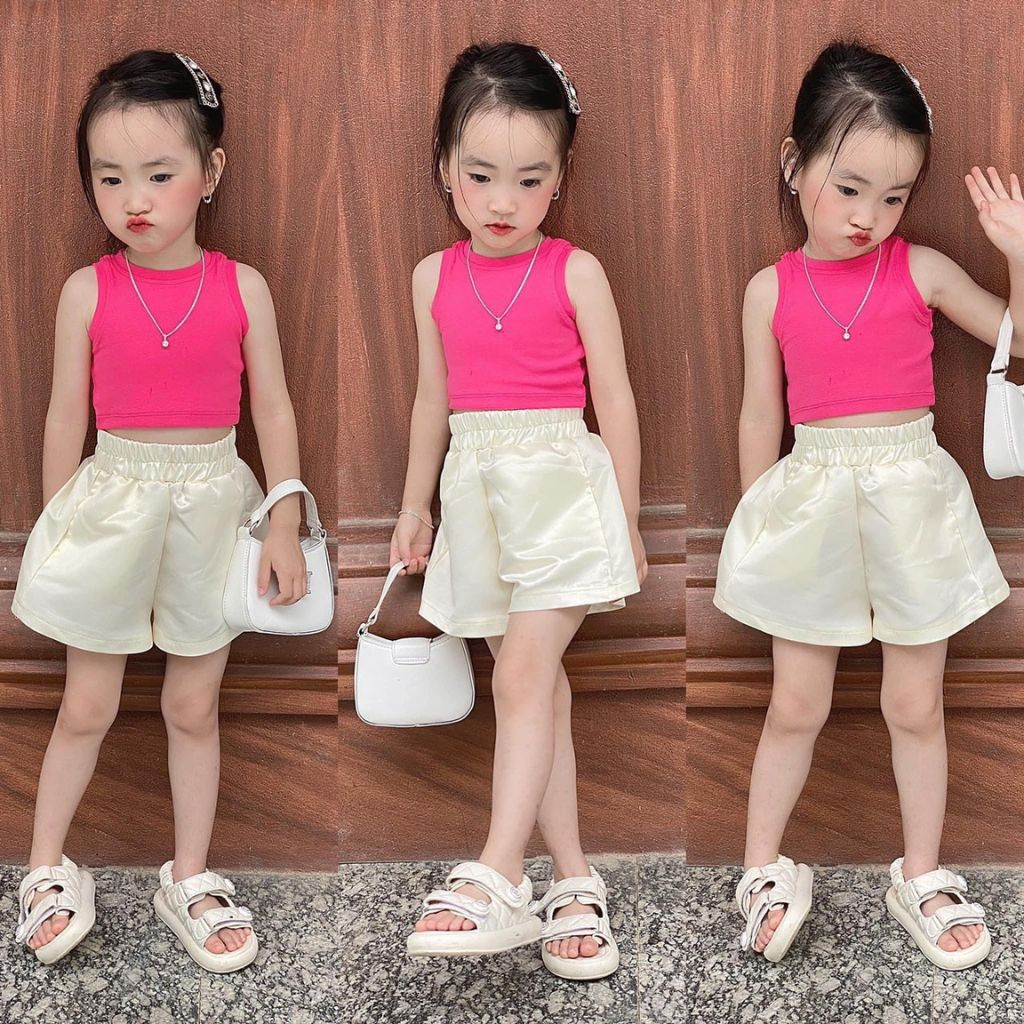 Áo Croptop Bé Gái  thun zip cotton mềm mát co giãn tốt cho bé 07-26kg
