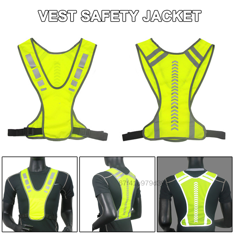 IN STOCK Unisex Warning Night Running Cycling Safety High Visibility Reflective Vest Jacket BS-VN