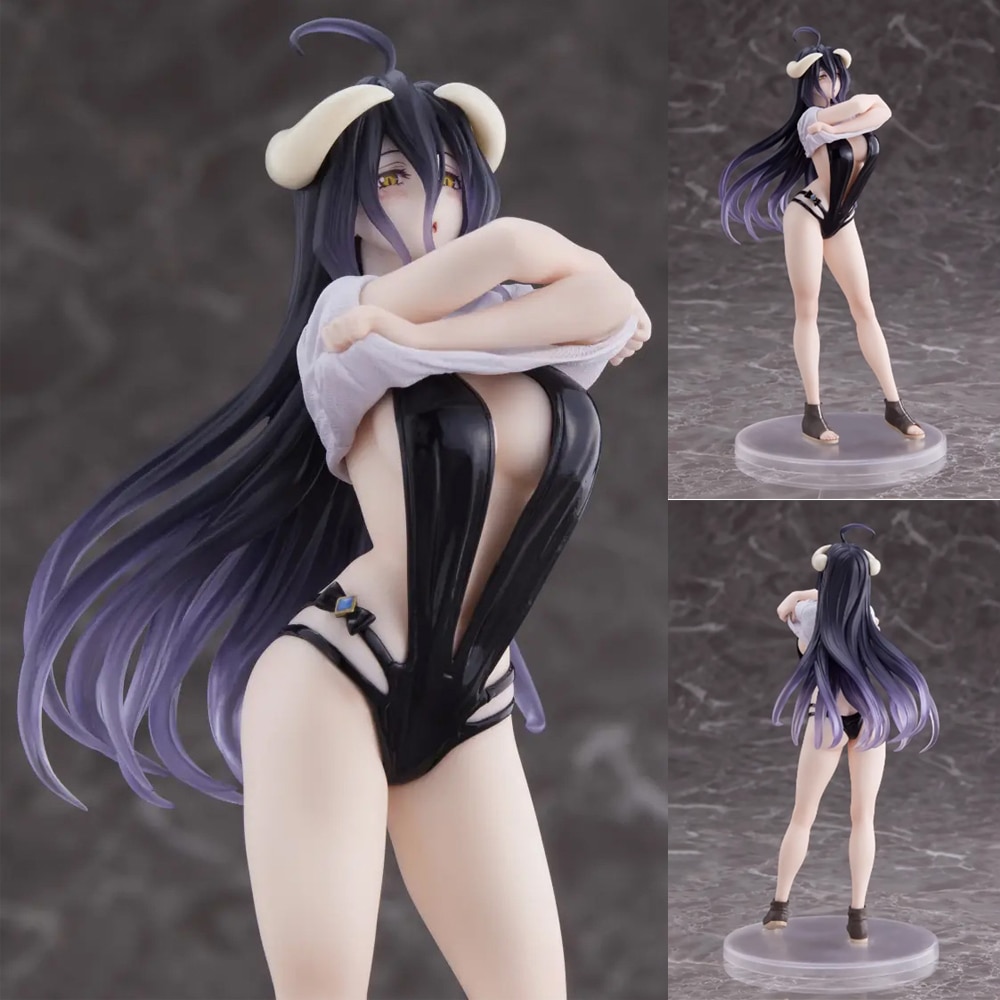 18CM Anime Overlord IV Albedo Coreful Figure T-Shirt Swimsuit Ver Girl PVC Action Figures Hentai Collection Model Toys Gift