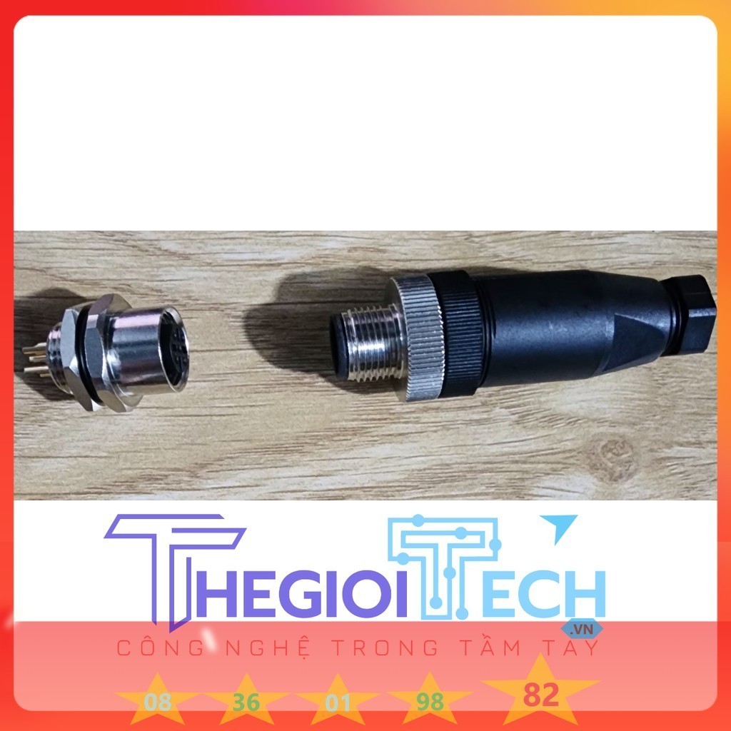 TH Dây Cảm Biến Đầu Jack connector cắm M12, Cáp 4 5 8 12 Lõi, Đầu chân đực, đầu cái, chống thấm nước, kiểu đầu nối thẳng TGT - 1 mét - Bộ Cái - đực 5P V2