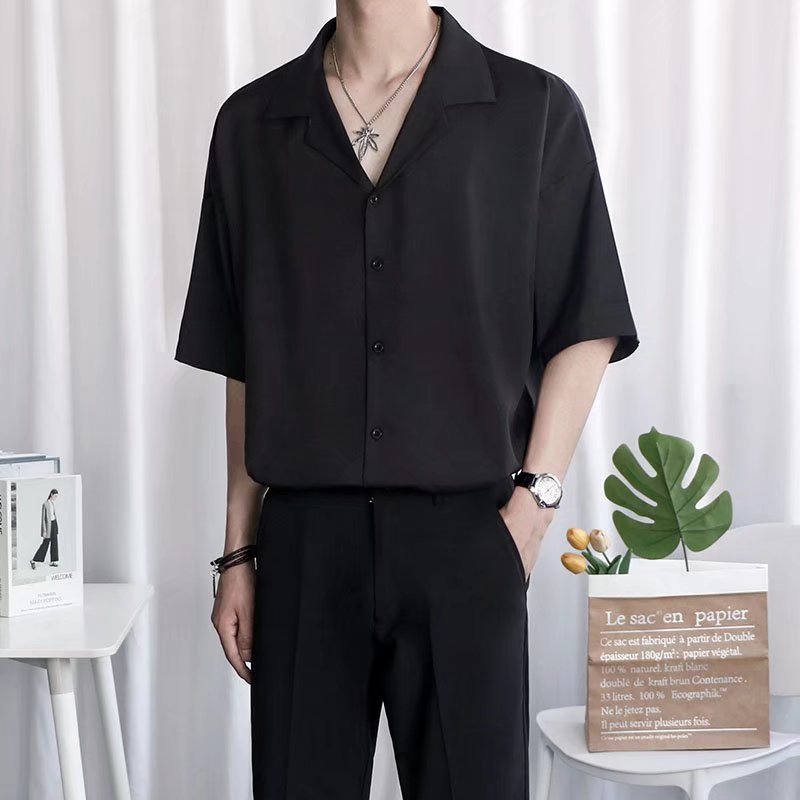 ASRV áo sơ mi áo nam áo boy phố áo sơ mi nam boypro Áo sơ mi trắng nam tay ngắn mỏng mùa hè lỏng giả