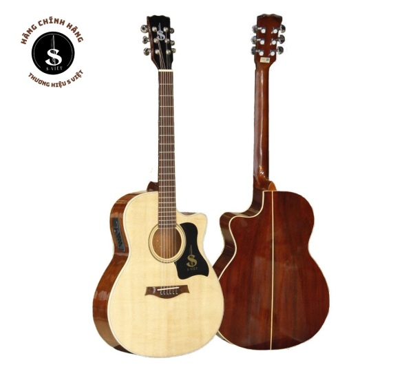 Đàn guitar acoustic màu sáng mã ES140, đàn guitar gỗ thịt 100%, có ty, khóa đúc xịn chỉnh hãng S Việt