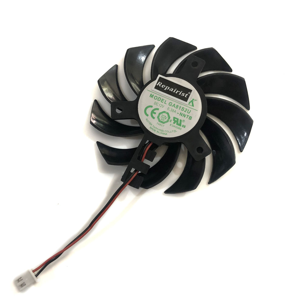 Yingke ga81s2u 75mm 0.38a 2pin gt440 GT620 GT630 GPU VGA Quạt làm mát như thay thế cho EVGA GT 440/6