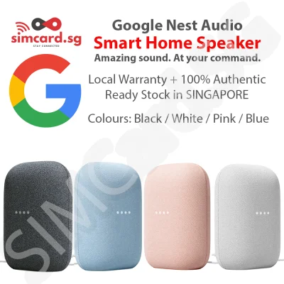 Google Nest Audio - Local SG Warranty - SG Set with SG Safey Mark Plug or US Export Set - Charcoal Chalk Sky Sand Sage - Bluetooth Speaker Voice Control Google Assistant by SIMCARD.SG [GA01586-SG GA01420-SG]