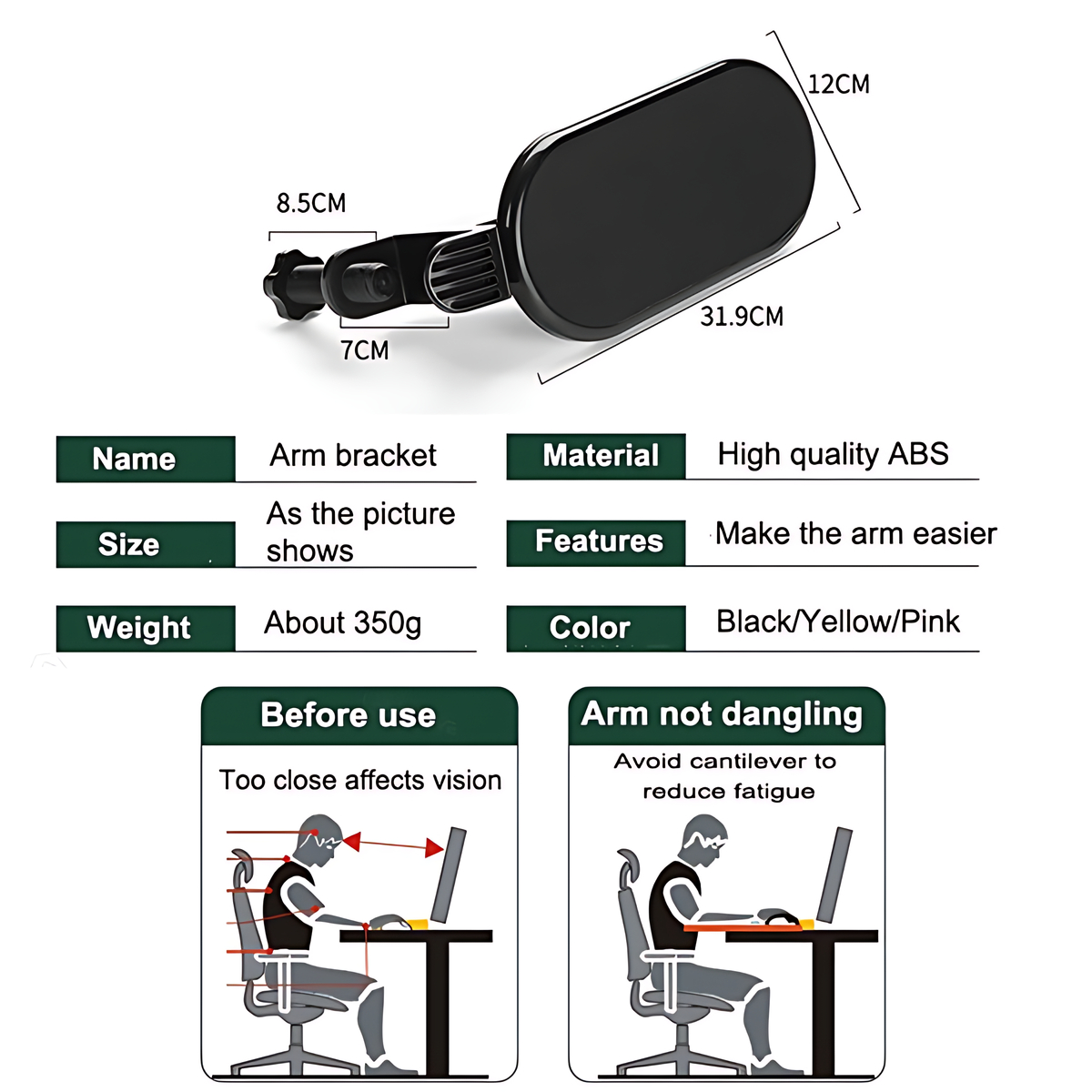 【Booming】 Ergonomic Desktop Work Study Armrest Home Mouse Pad Reduce Arm Joint Injury Protect Health Computer Accessories