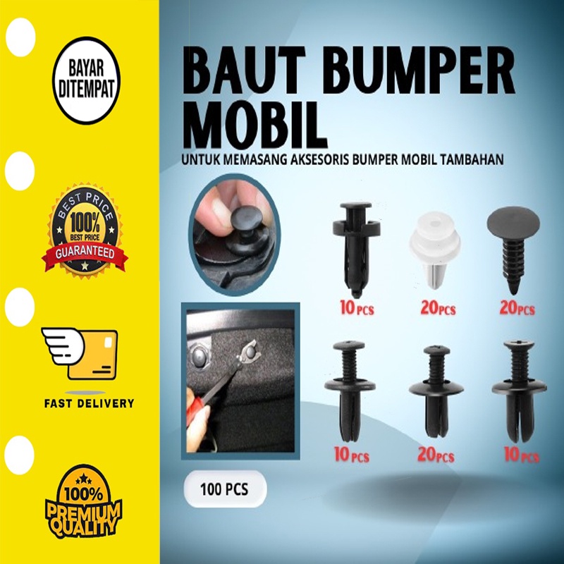 ✅ 100pcs Klip Baut Bumper Mobil 100pcs Paku Rivet Clip Honda Toyota Universal Clip Kancing Kap Body Mobil Honda Avanza Xenia Klip Cengkeh Harga 34,990 rupiah*Gratis Ongkir