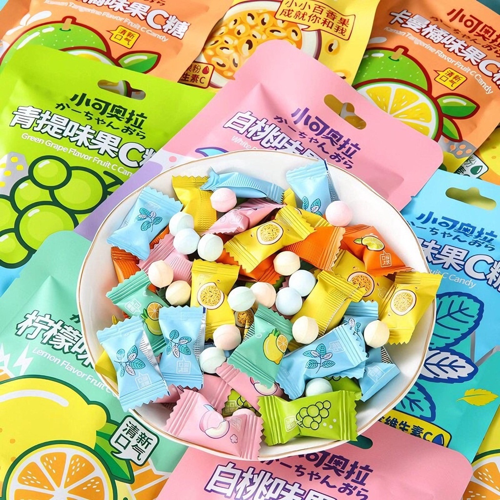 1kg Kẹo ngậm trái cây Vitamin C mát lạnh bạc hà thơm miệng 