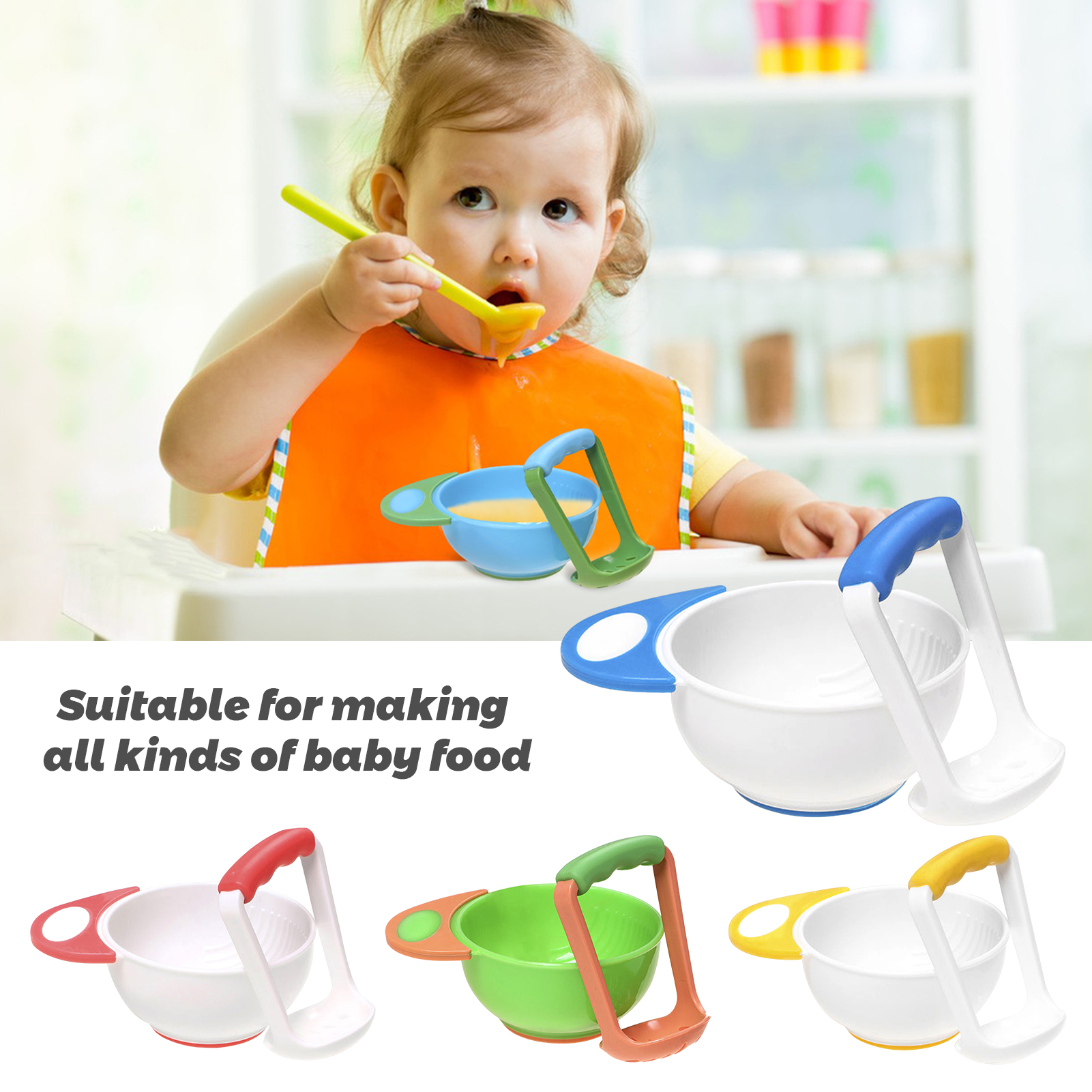 Easy-to-clean Food Utensil Baby Food Masher Bowl for Homemade Purees Easy Mash and Serve Bowl for Healthy Baby Meals Ideal for Making Vegetable and Fruit Purees