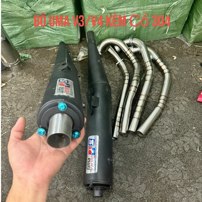  Pô uma racking đít inox + đui đen V3 V4 gắn sirius wave ex winner sonic...Kèm Cổ INOX 304 