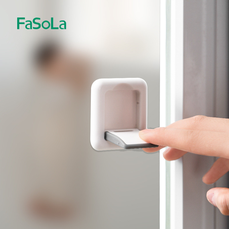 Fasola Bộ 2 miếng dán tường cửa tủ khóa cửa kéo cao cấp chống kẹt tay, giữ an toàn cho bé, chống va đập có thể gập