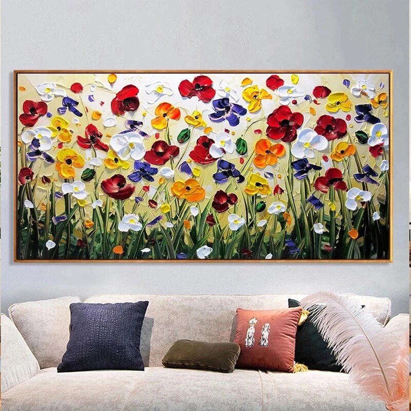 Abstract Flowers HD Oil Painting Canvas Wall Art Posters Print For Living Room Bedroom Nordic Home Decor 1PCS Waterproof Wooden Inner Framed Frameless or Black Aluminum Alloy Framed