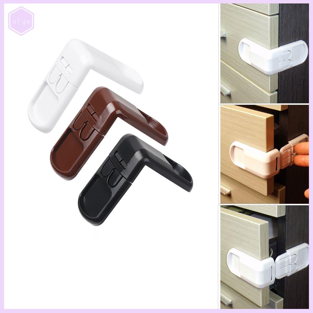 WFYW 1/4pcs Đồ nội thất Đa chức năng Chống mở Double Snap Cửa tủ quần áo Người bảo vệ trẻ em Khóa an toàn cho bé Góc phải