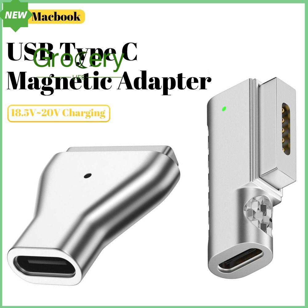 GROCERY LIFE Chất lượng cao Đầu nối Máy tính xách tay Sạc nhanh PD Bộ chuyển đổi USB C Bộ chuyển đổi phích cắm Từ tính Loại C sang từ tính 2