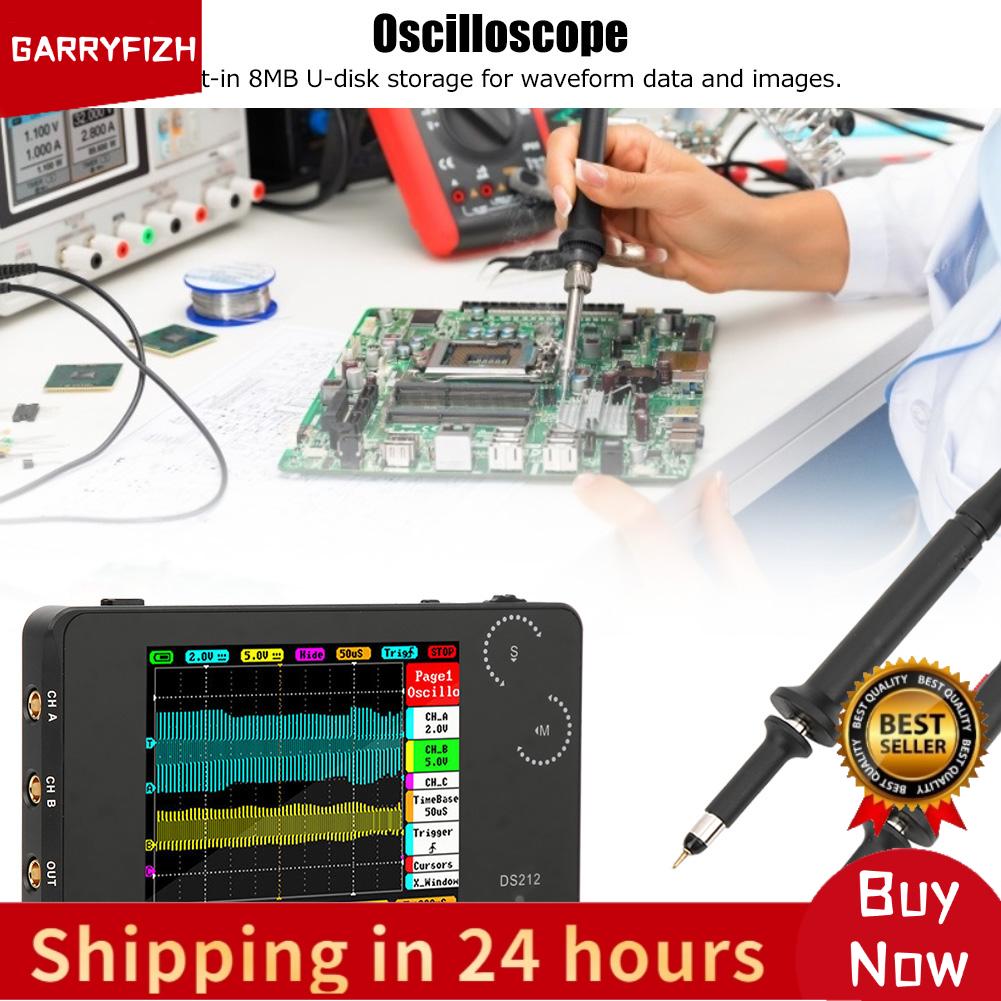 GARRYFIZH DS212 มินิออสซิลโลสโคปแบบพกพาที่เก็บข้อมูลดิจิตอลออสซิลโลสโคปขนาดพกพา 2 ช่องออสซิลโลสโคปพร้อมอินเทอร์เฟซ USB สำหรับการซ่อมแซมวิศวกรรมอิเล็กทรอนิกส์ ราคา 6,021 บาท*ส่งฟรี